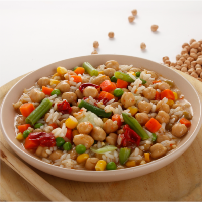 GARBANZOS A LA JARDINERA CON ARROZ